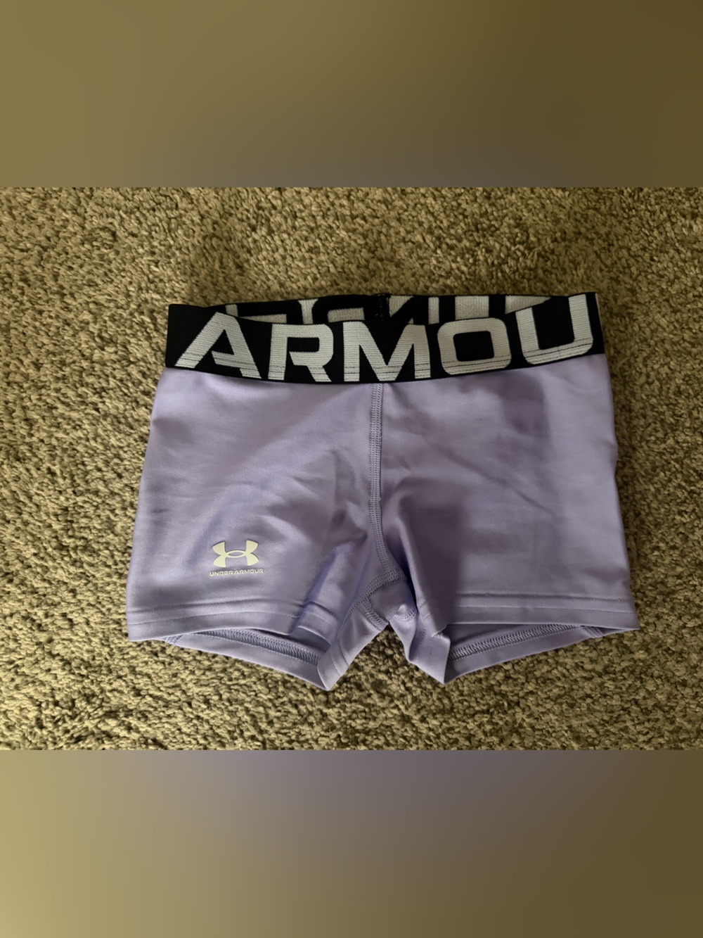 Under Armour Lilac Performance Compression Shorts with Black Logo Waistband
